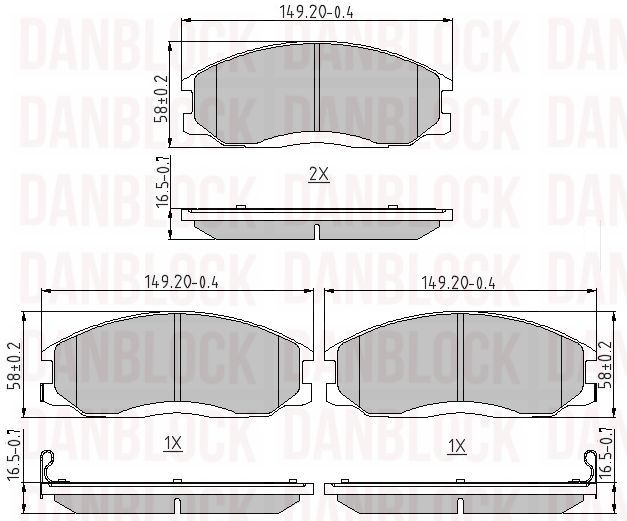 Kit de plaquettes de frein, frein à disque DANBLOCK DB 510418