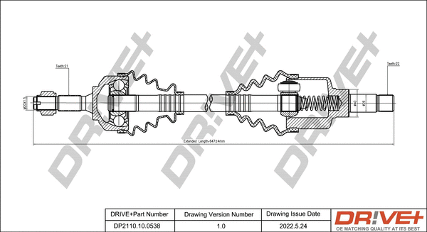 Arbre de transmission Dr!ve+ DP2110.10.0538