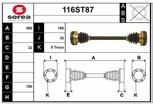 Arbre de transmission STARTCAR 116ST87