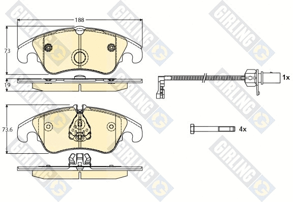 Kit de plaquettes de frein, frein à disque GIRLING 6117681