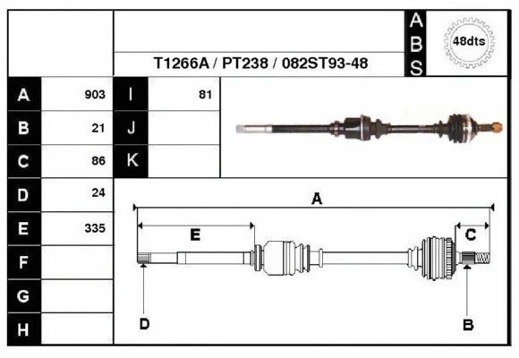 Arbre de transmission Technika 28082A