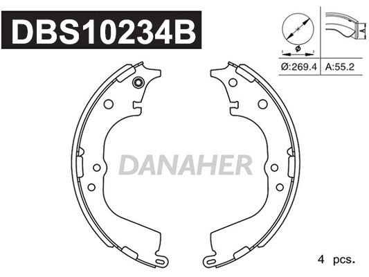 Jeu de mâchoires de frein DANAHER DBS10234B