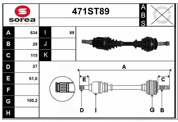 Arbre de transmission STARTCAR 471ST89