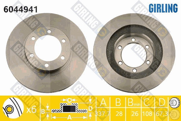 Disque de frein GIRLING 6044941