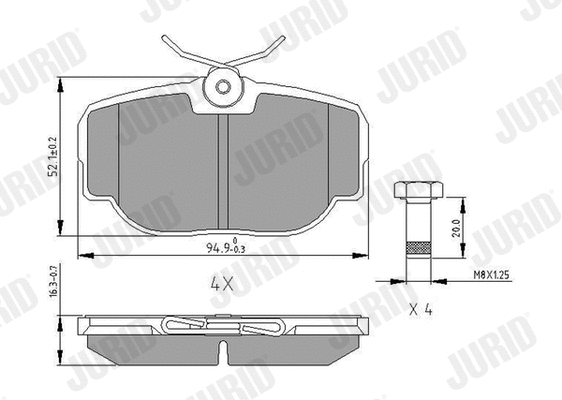 Kit de plaquettes de frein, frein à disque JURID 573067J