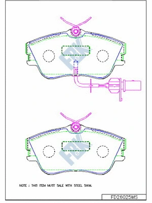 Kit de plaquettes de frein, frein à disque FBK FD26025MS