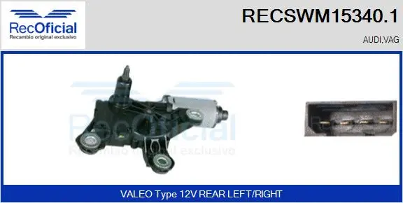 Moteur d'essuie-glace RECOFICIAL RECSWM15340.1