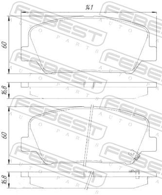 Kit de plaquettes de frein, frein à disque FEBEST 2201-CEEDF