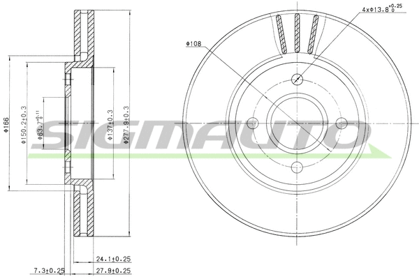 Disque de frein SIGMAUTO DBA337V