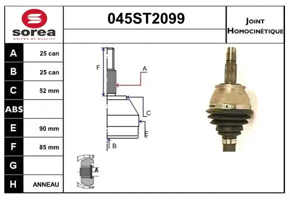 Jeu de joints, arbre de transmission STARTCAR 045ST2099