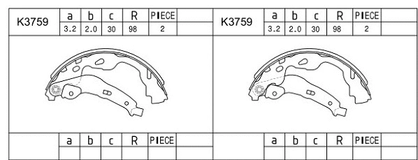 Jeu de mâchoires de frein ASIMCO K3759