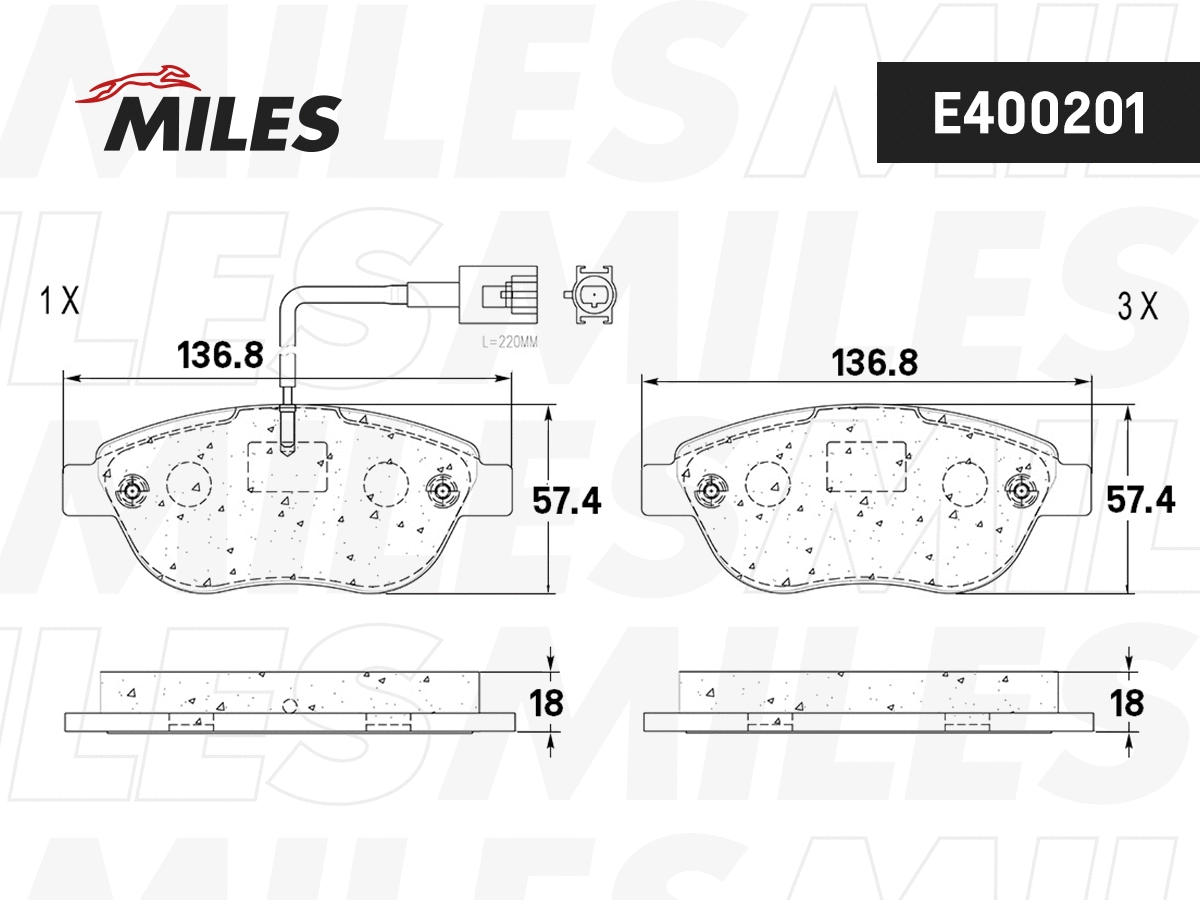 Kit de plaquettes de frein, frein à disque MILES E400201