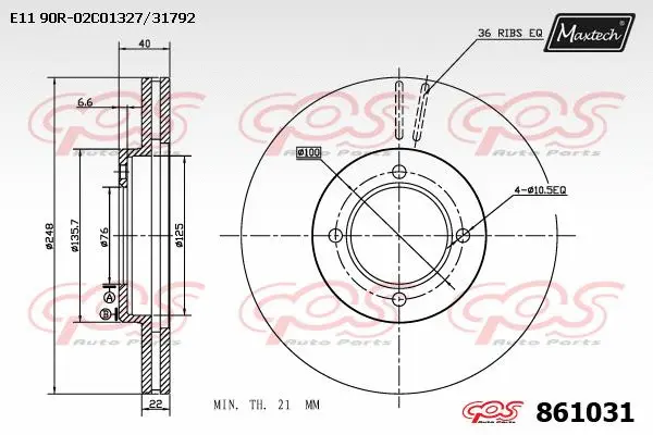 Disque de frein MAXTECH 861031