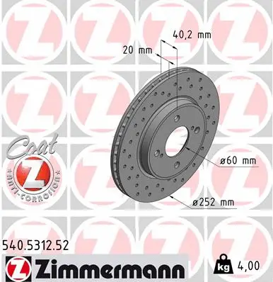 Disque de frein ZIMMERMANN 540.5312.52