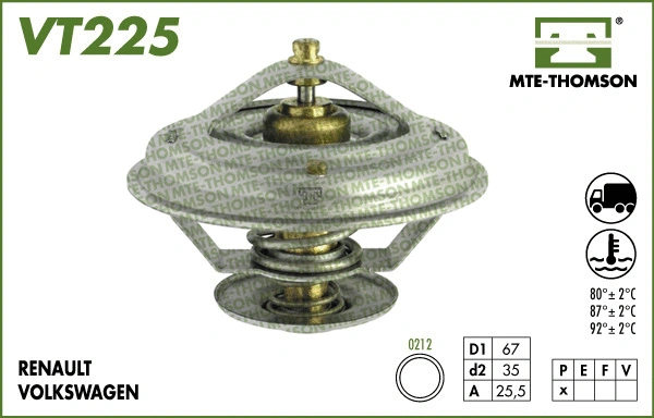Thermostat, liquide de refroidissement MTE-THOMSON VT225.87