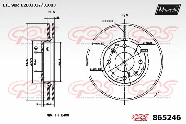 Disque de frein MAXTECH 865246