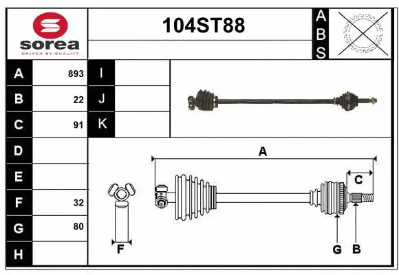 Arbre de transmission STARTCAR 104ST88