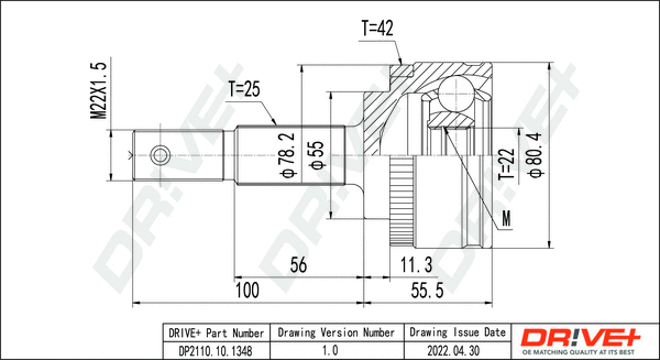 Jeu de joints, arbre de transmission Dr!ve+ DP2110.10.1348