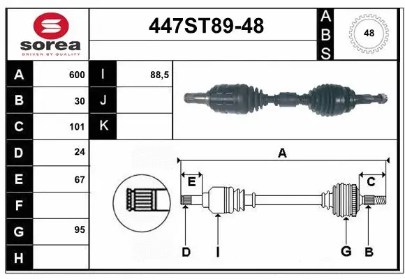 Arbre de transmission STARTCAR 447ST89-48