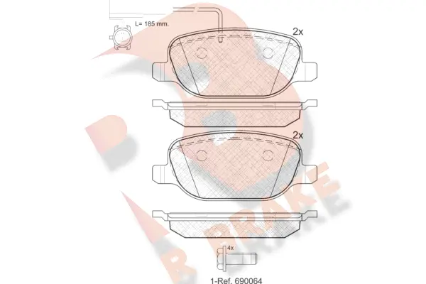 Kit de plaquettes de frein, frein à disque R BRAKE RB1996