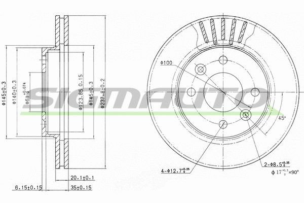 Disque de frein SIGMAUTO DBA158V