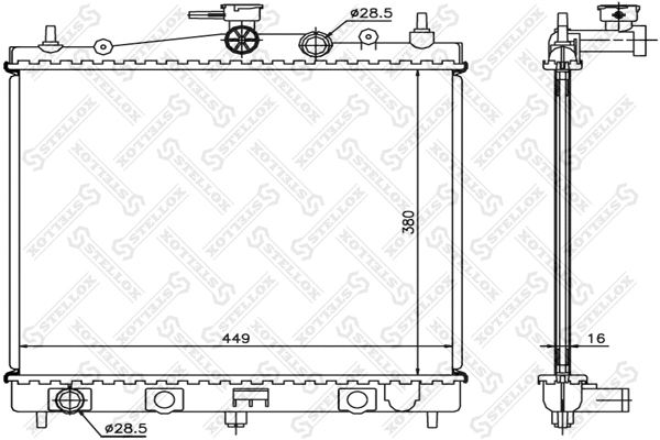 Radiateur, refroidissement du moteur STELLOX 10-25973-SX