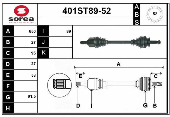 Arbre de transmission STARTCAR 401ST89-52