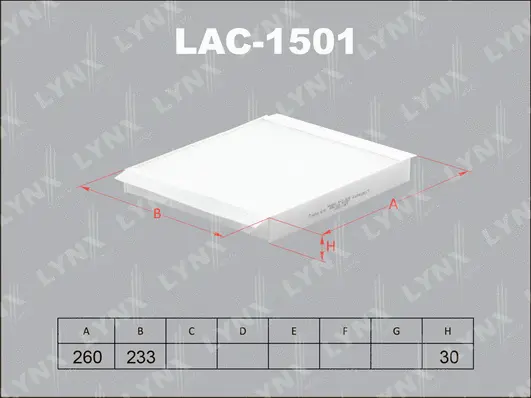 Filtre, air de l'habitacle LYNXAUTO LAC-1501