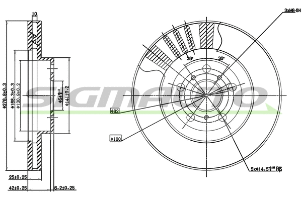 Disque de frein SIGMAUTO DBB055V
