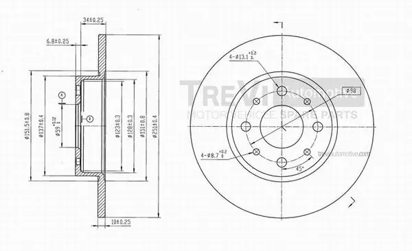Disque de frein TREVI AUTOMOTIVE BD1084