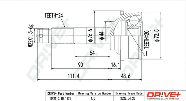 Jeu de joints, arbre de transmission Dr!ve+ DP2110.10.1171