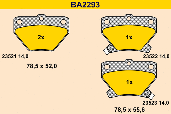 Kit de plaquettes de frein, frein à disque BARUM BA2293