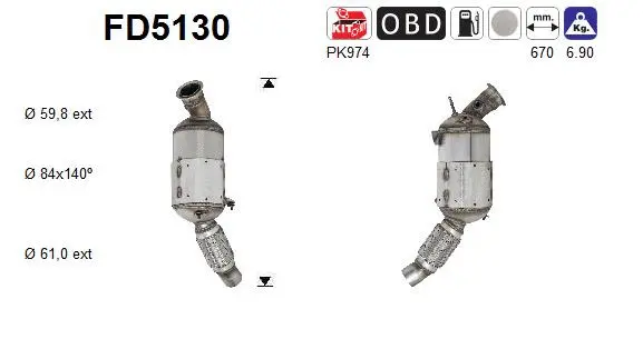 Filtre à particules / à suie, échappement AS FD5130