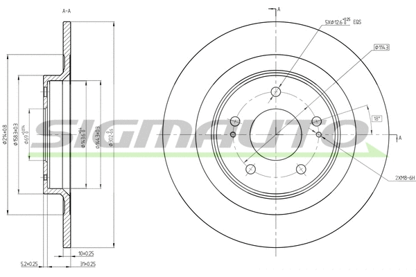 Disque de frein SIGMAUTO DBC652S