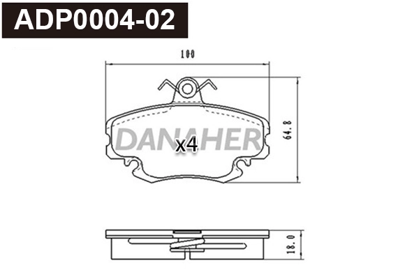 Kit de plaquettes de frein, frein à disque DANAHER ADP0004-02