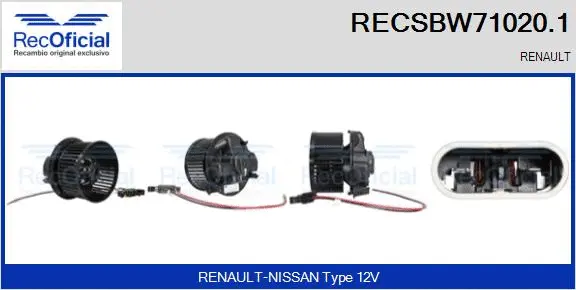 Pulseur d'air habitacle RECOFICIAL RECSBW71020.1