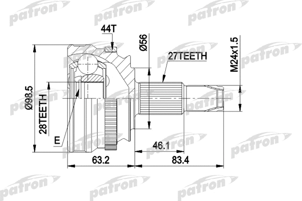 Jeu de joints, arbre de transmission PATRON PCV1152