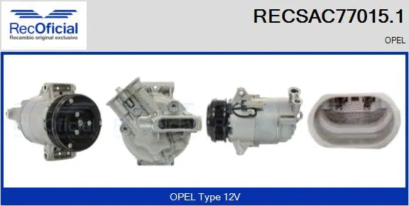 Compresseur, climatisation RECOFICIAL RECSAC77015.1