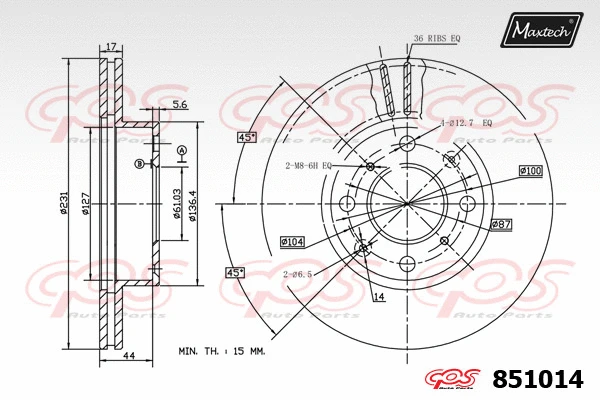 Disque de frein MAXTECH 851014