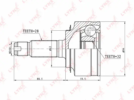 Jeu de joints, arbre de transmission LYNXAUTO CO-3411