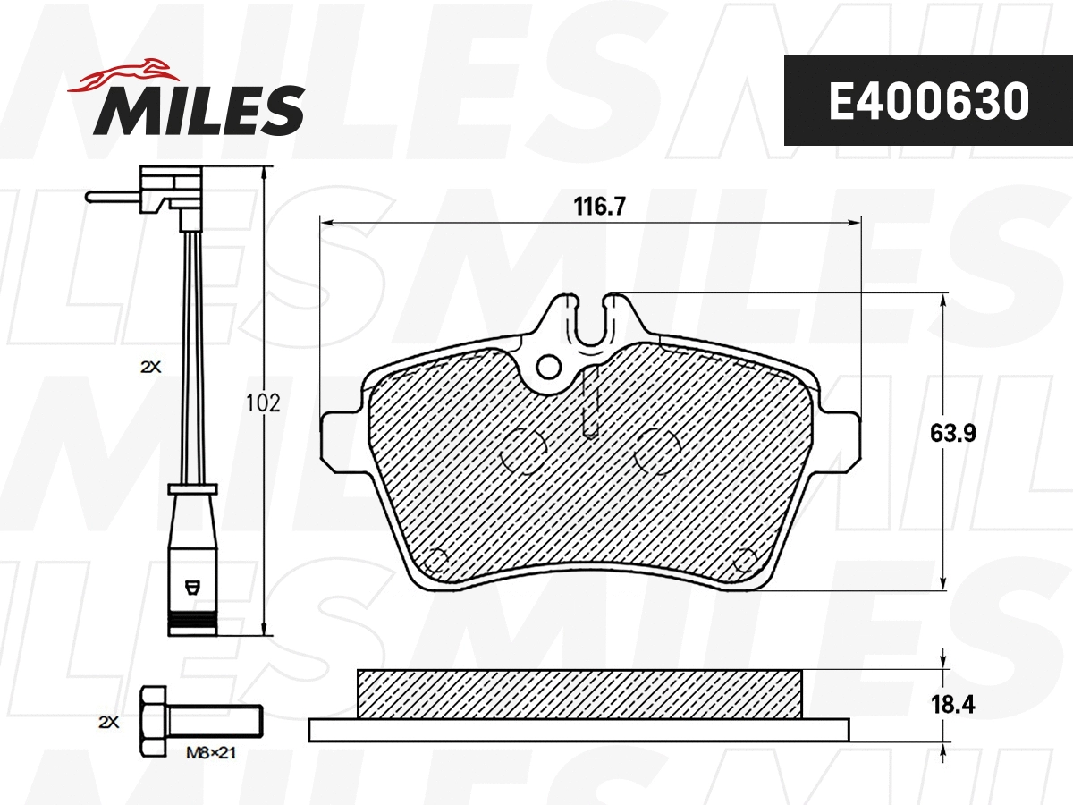 Kit de plaquettes de frein, frein à disque MILES E400630
