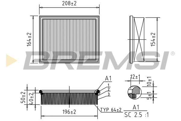 Filtre à air BREMSI FA2136