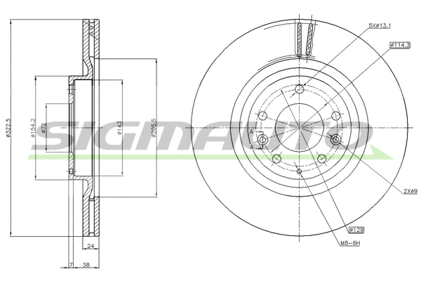 Disque de frein SIGMAUTO DBA960V