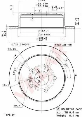 Disque de frein VILLAR 628.2060