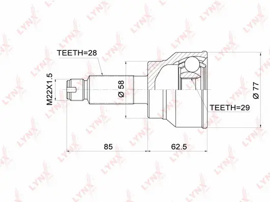 Jeu de joints, arbre de transmission LYNXAUTO CO-3680