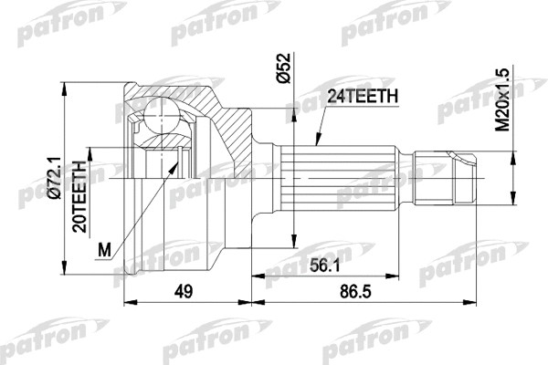 Jeu de joints, arbre de transmission PATRON PCV1261