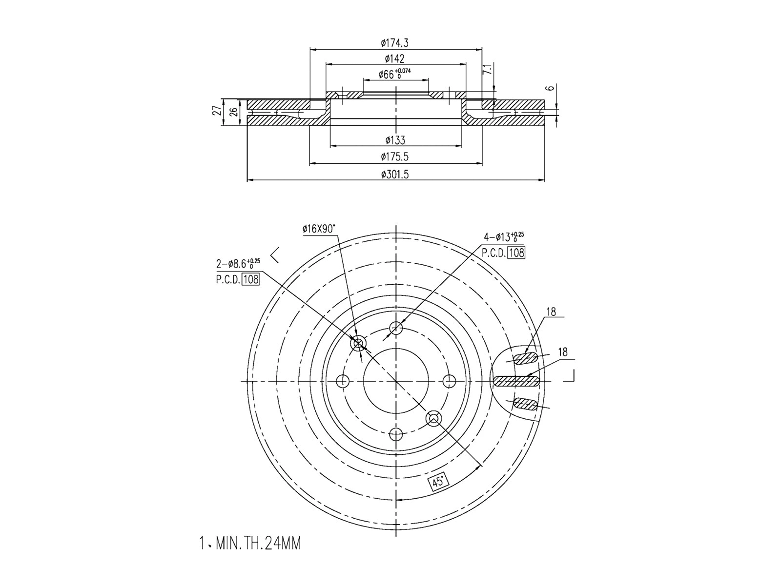 Disque de frein A.Z. Meisterteile AZMT-44-024-1233