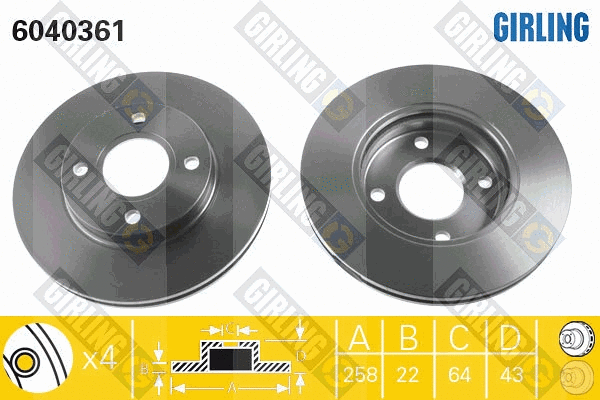 Disque de frein GIRLING 6040361