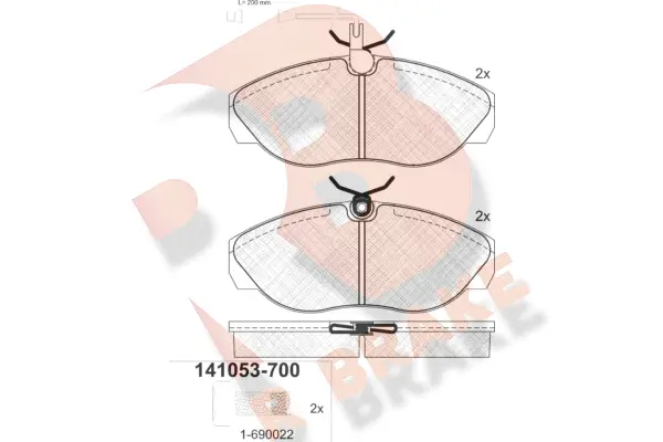 Kit de plaquettes de frein, frein à disque R BRAKE RB1053-700