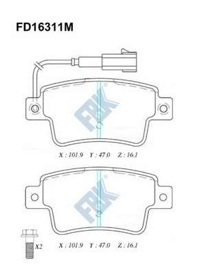 Kit de plaquettes de frein, frein à disque FBK FD16311MA